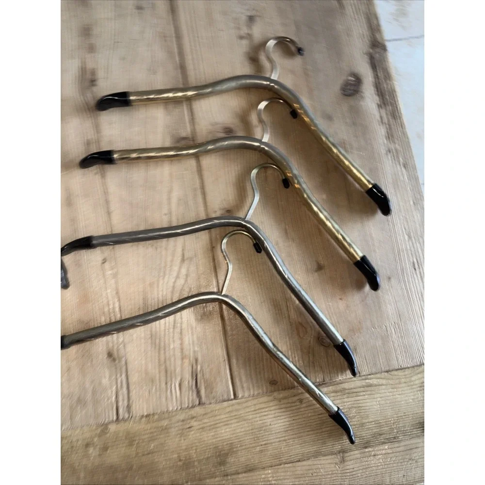 Vintage Metal Tubular Clothes Hangers Black Rubber Tips Mid Century Set of 7 MCM